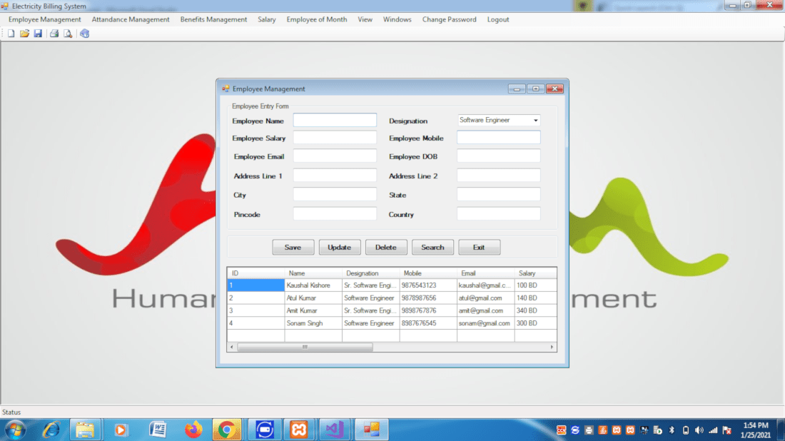 Software personnel management system mini project in vb